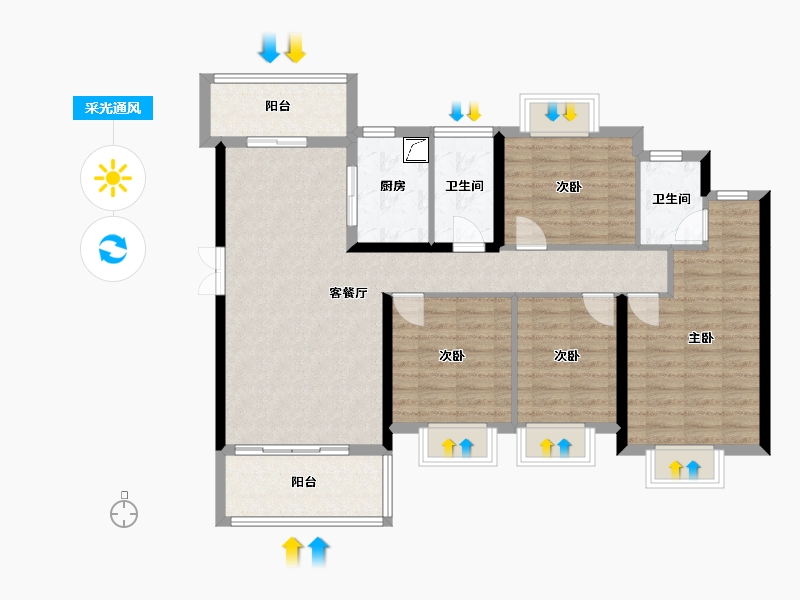 湖南省-长沙市-和苑天辰-141.00-户型库-采光通风