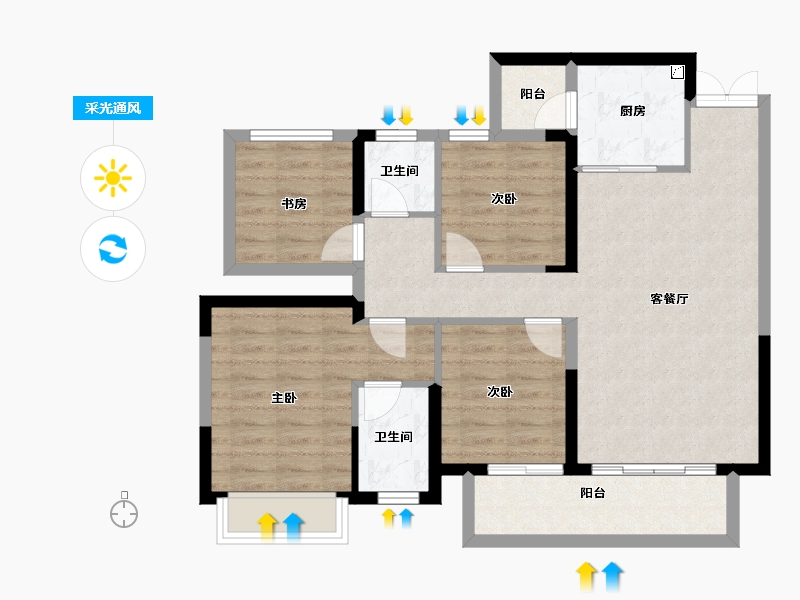 广西壮族自治区-南宁市-建工城-86.41-户型库-采光通风