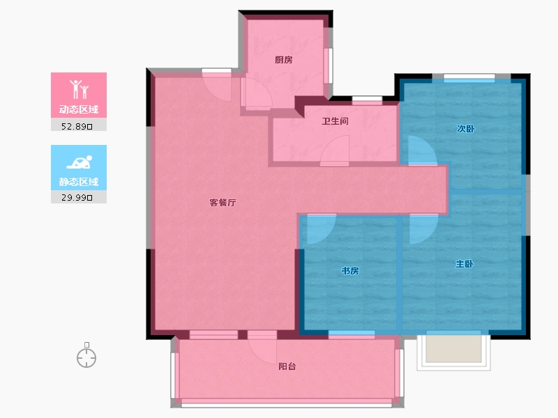 湖北省-黄石市-黄石当代满堂悦小区-74.00-户型库-动静分区