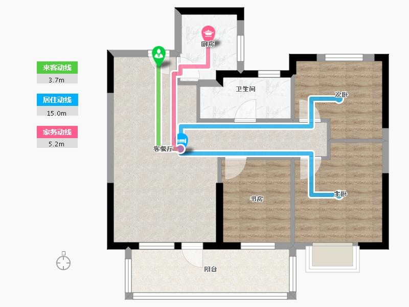 湖北省-黄石市-黄石当代满堂悦小区-74.00-户型库-动静线