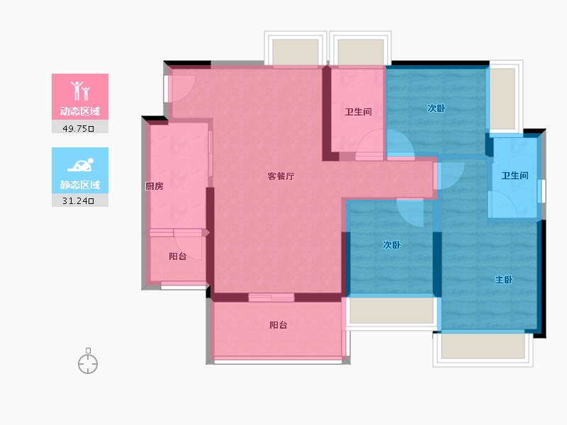 广东省-广州市-星河东悦湾-71.20-户型库-动静分区