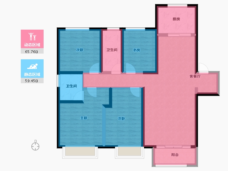 甘肃省-兰州市-兰州融创城-111.45-户型库-动静分区