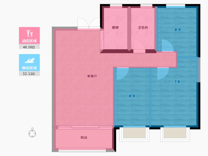 甘肃省-兰州市-兰州新区佛慈雅居-70.65-户型库-动静分区