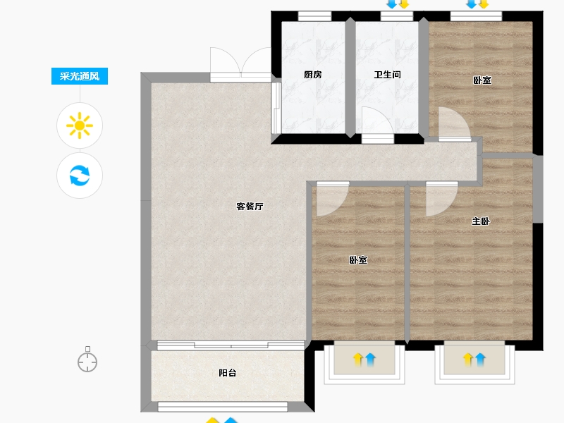 甘肃省-兰州市-兰州新区佛慈雅居-70.65-户型库-采光通风