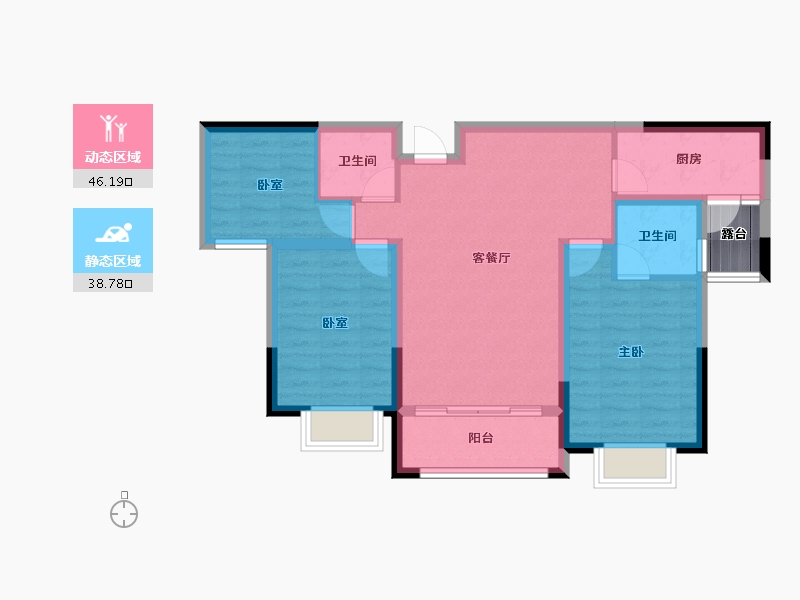 甘肃省-兰州市-兰州新区佛慈雅居-77.86-户型库-动静分区