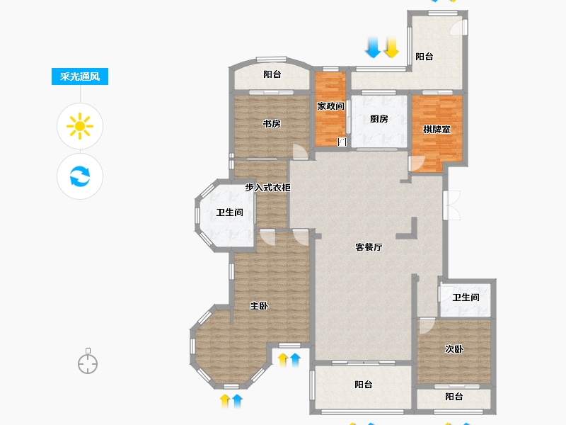 浙江省-温州市-中瑞星河湾家园-150.00-户型库-采光通风