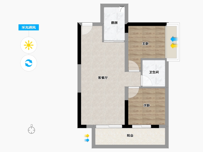 广西壮族自治区-南宁市-金科博翠山-53.39-户型库-采光通风