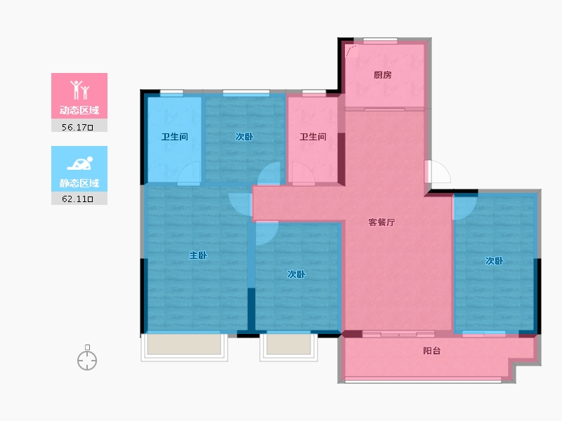 安徽省-合肥市-绿地柏仕公馆-107.00-户型库-动静分区