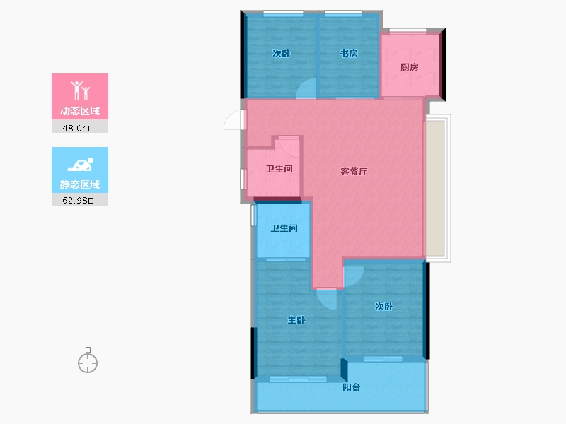 浙江省-杭州市-富春云庄-101.60-户型库-动静分区