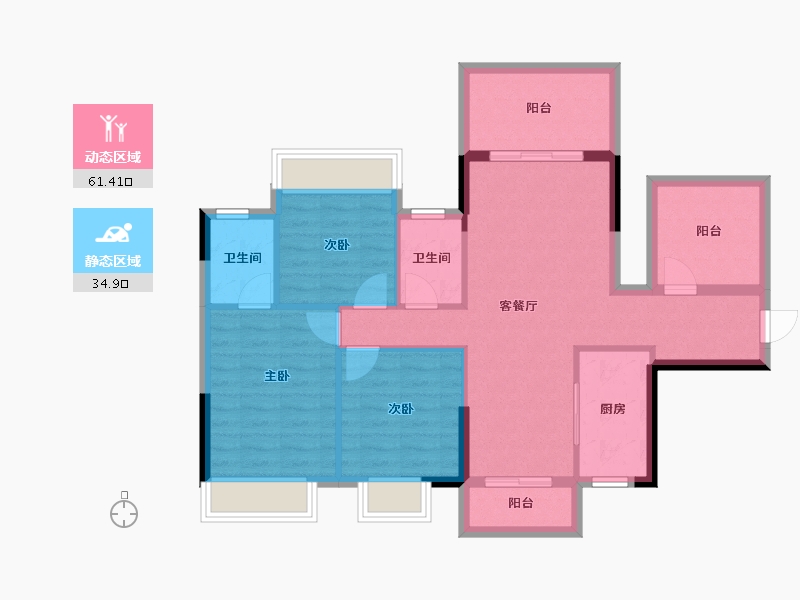 广西壮族自治区-南宁市-荣浩观唐府-86.24-户型库-动静分区