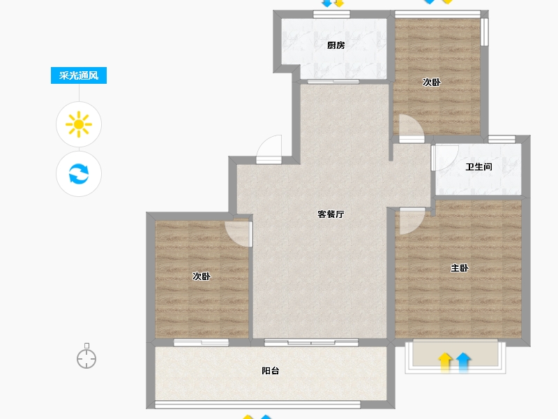 安徽省-合肥市-伟星长江赋-93.89-户型库-采光通风