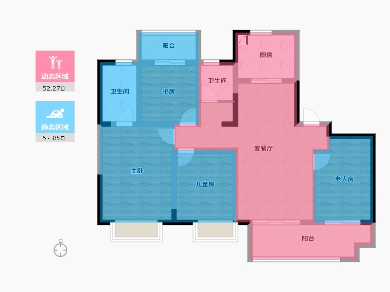 安徽省-合肥市-绿地柏仕公馆-97.32-户型库-动静分区