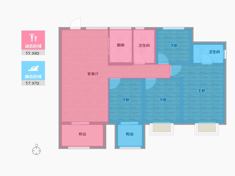 浙江省-绍兴市-水韵蓝湾-102.40-户型库-动静分区