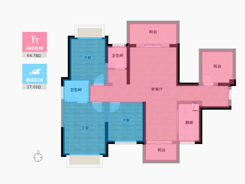 广西壮族自治区-南宁市-中南十洲-89.64-户型库-动静分区