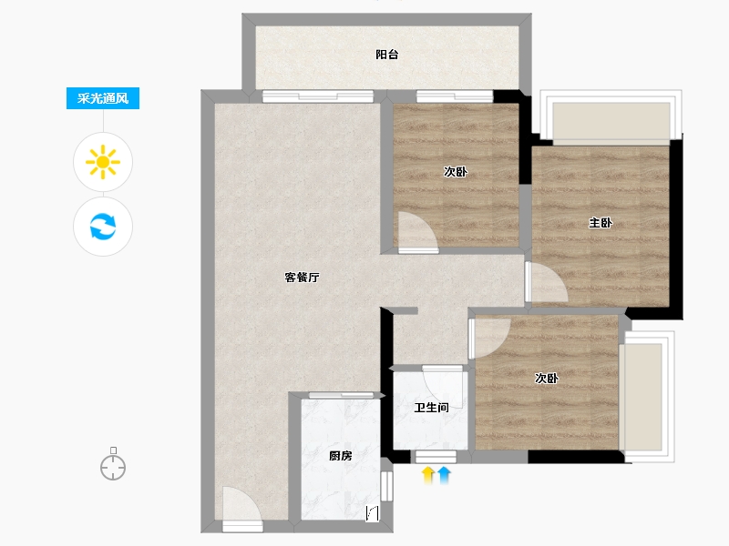 广西壮族自治区-南宁市-金科博翠山-63.76-户型库-采光通风