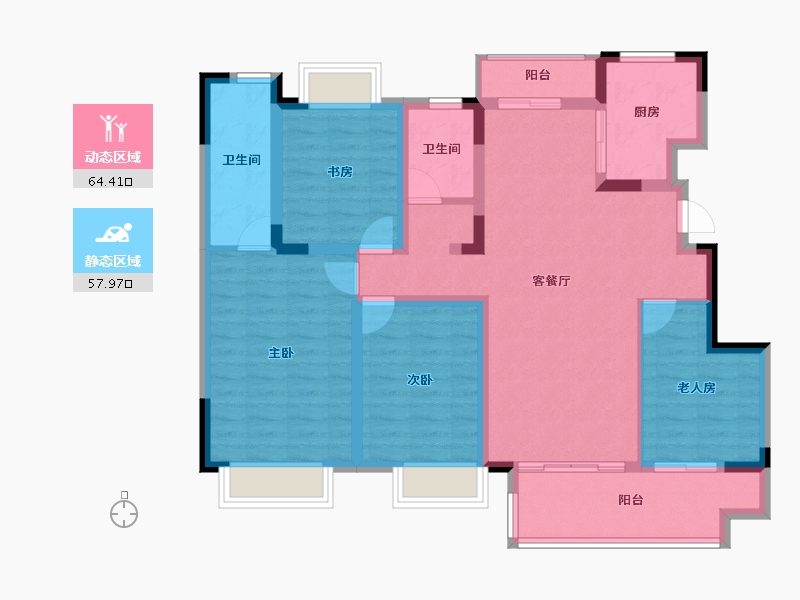 安徽省-合肥市-绿地柏仕公馆-108.98-户型库-动静分区