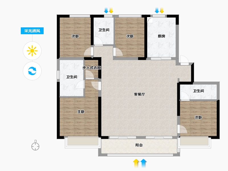 安徽省-合肥市-融创长江壹号-166.00-户型库-采光通风