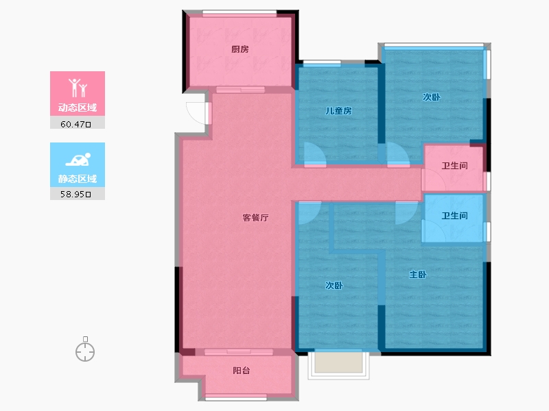 安徽省-合肥市-高速中央公园-106.95-户型库-动静分区