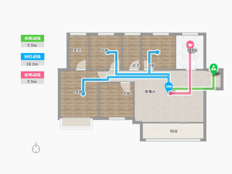 甘肃省-兰州市-绿地兰州丝路世界中心-103.74-户型库-动静线