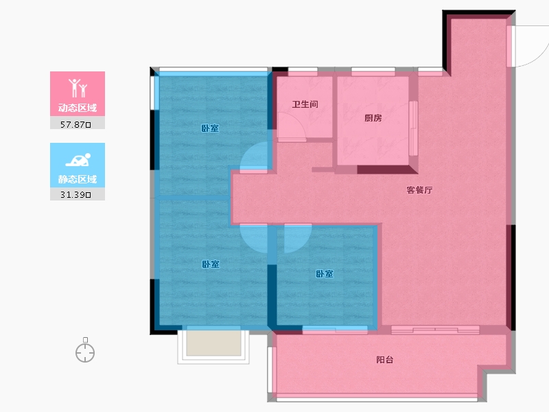 安徽省-合肥市-中梁世茂十里晴川-79.97-户型库-动静分区