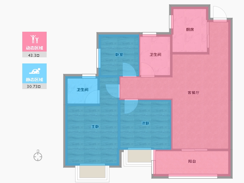 浙江省-金华市-星月嘉园-72.71-户型库-动静分区