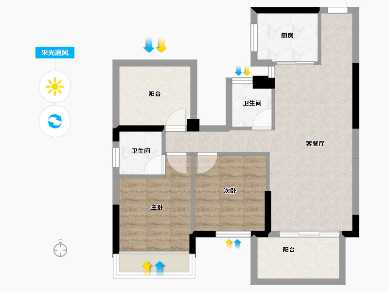 广西壮族自治区-南宁市-荣浩观唐府-69.10-户型库-采光通风