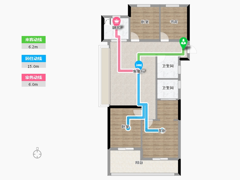 浙江省-杭州市-兴耀枫漫小筑-99.68-户型库-动静线