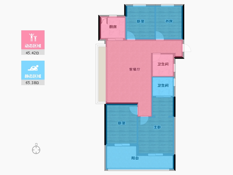 浙江省-杭州市-兴耀枫漫小筑-99.68-户型库-动静分区