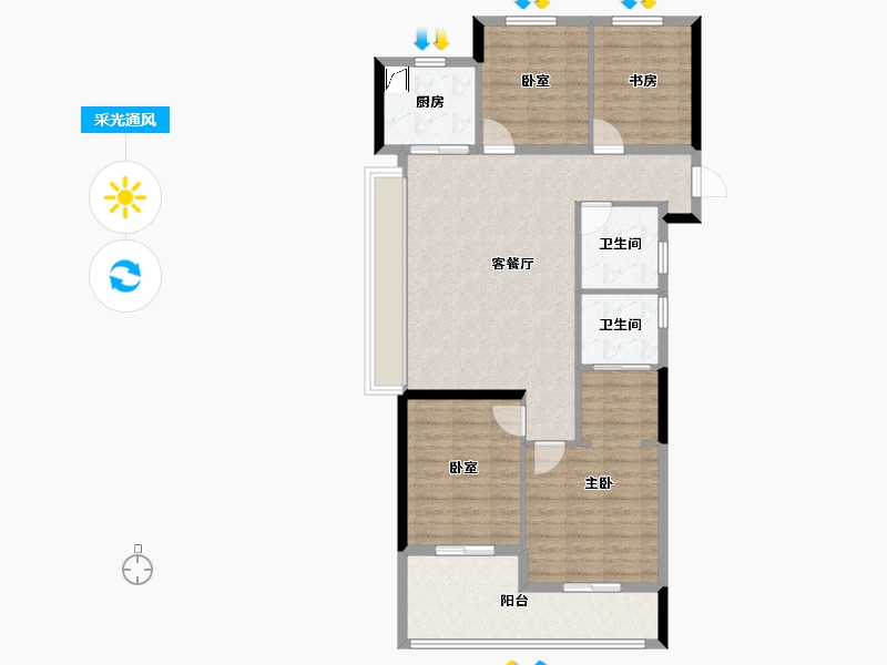 浙江省-杭州市-兴耀枫漫小筑-99.68-户型库-采光通风