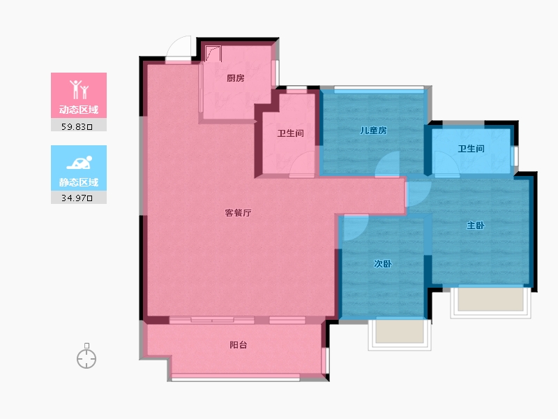 安徽省-合肥市-美的金科郡-84.63-户型库-动静分区