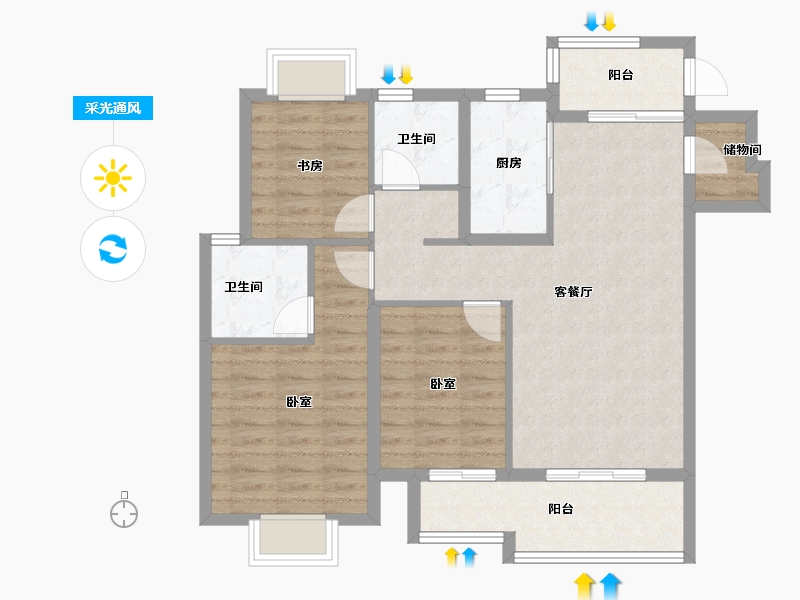 江西省-南昌市-新城高速·昱江来-85.52-户型库-采光通风