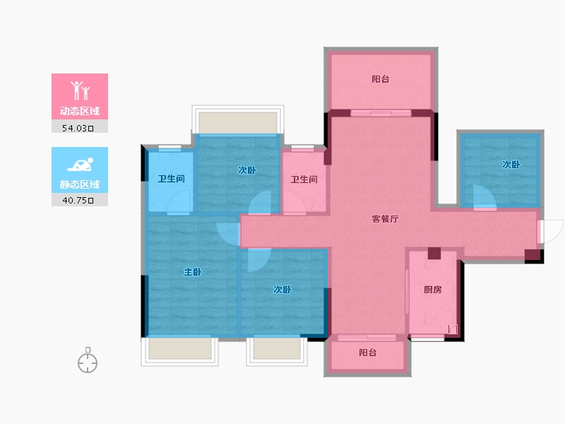 广西壮族自治区-南宁市-荣浩观唐府-84.34-户型库-动静分区