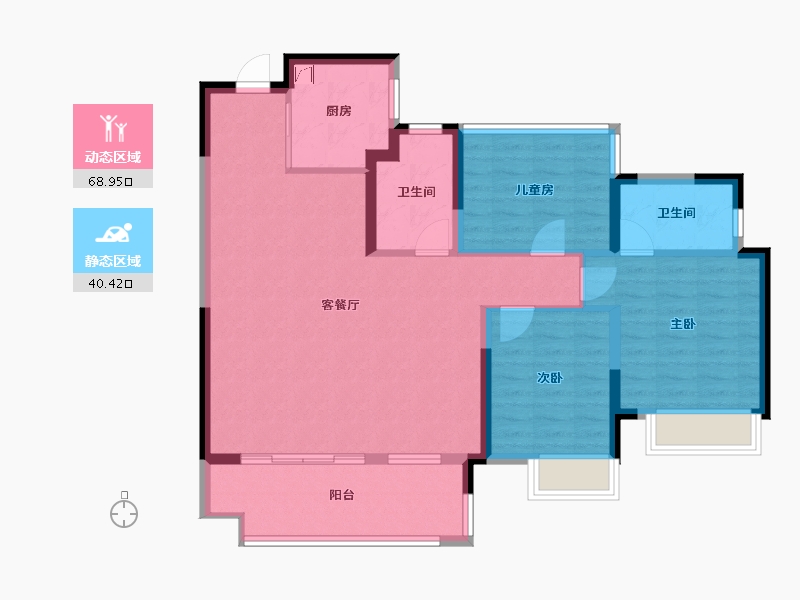 安徽省-合肥市-美的金科郡-98.46-户型库-动静分区