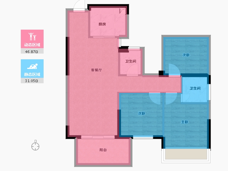 广西壮族自治区-南宁市-荣浩观唐府-69.13-户型库-动静分区