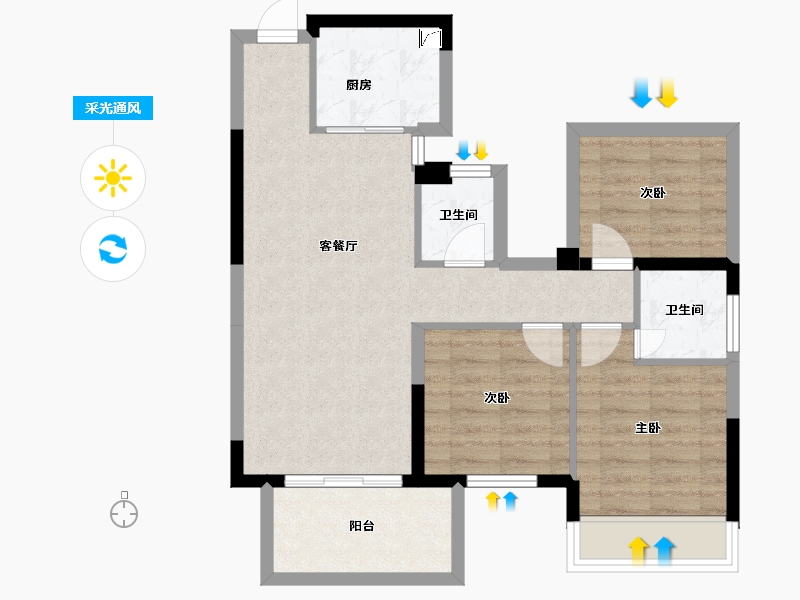 广西壮族自治区-南宁市-荣浩观唐府-69.13-户型库-采光通风