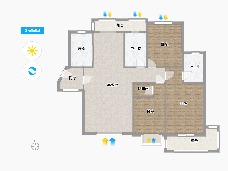 湖北省-武汉市-老小区-116.00-户型库-采光通风