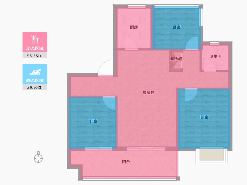 安徽省-合肥市-中梁华地辰阳府-76.79-户型库-动静分区