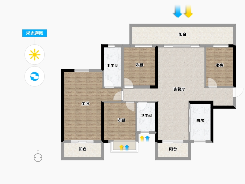 广西壮族自治区-南宁市-阳光城大唐檀境-125.86-户型库-采光通风