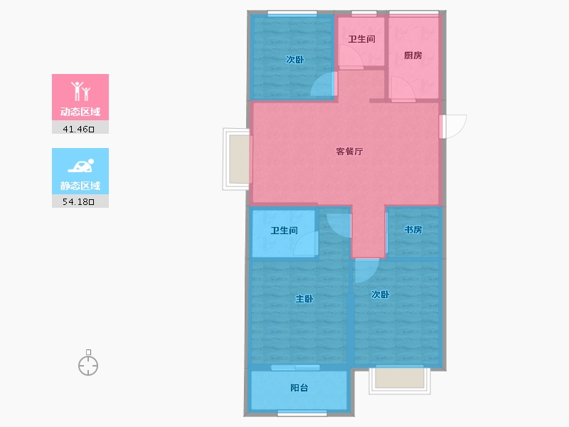 浙江省-绍兴市-水韵蓝湾-86.33-户型库-动静分区