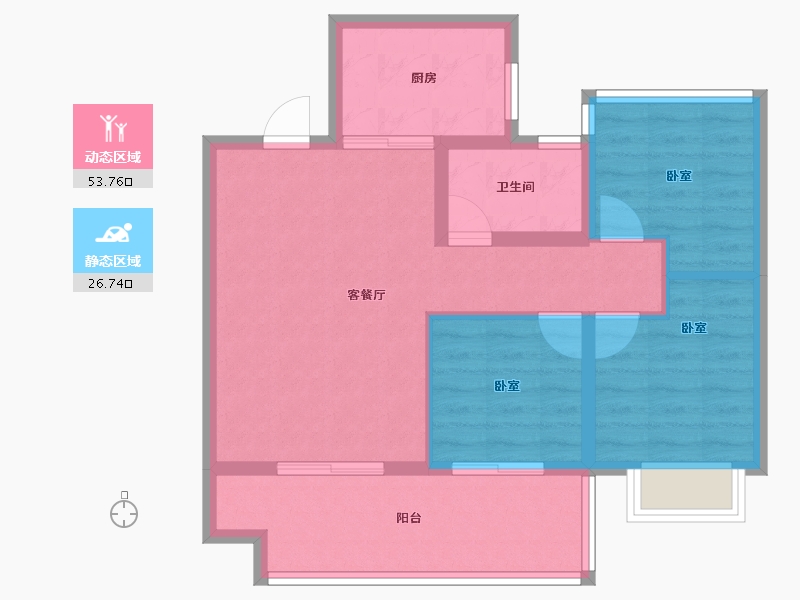 安徽省-合肥市-中梁华地辰阳府-71.89-户型库-动静分区