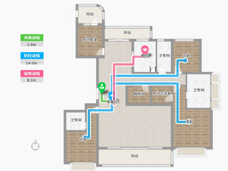 浙江省-杭州市-美丽春天-160.00-户型库-动静线