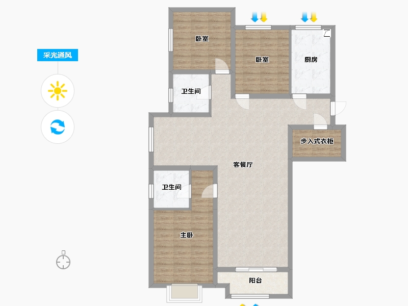 山西省-吕梁市-锦汇苑-129.79-户型库-采光通风