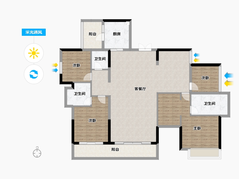 广西壮族自治区-南宁市-金科博翠山-148.57-户型库-采光通风