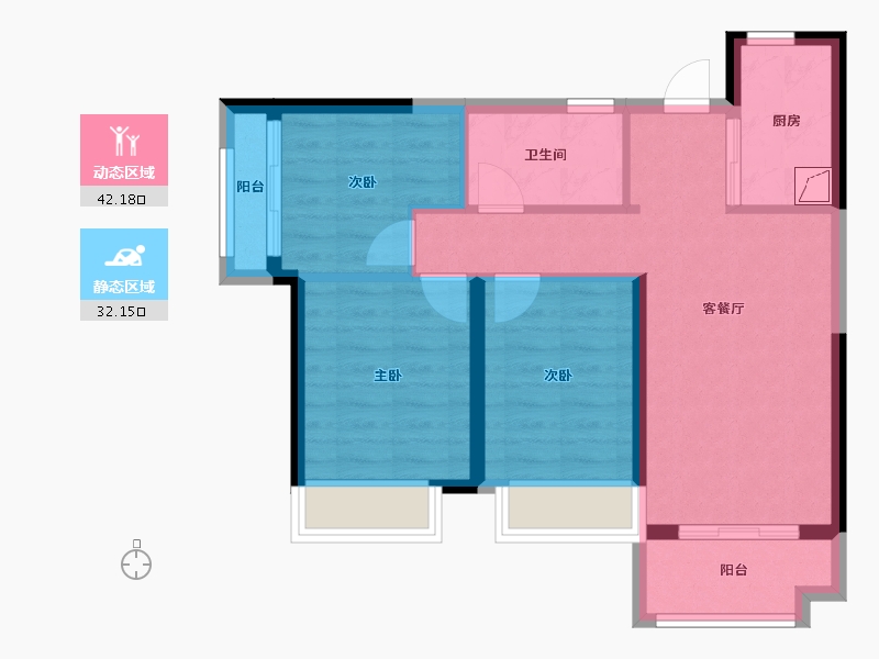 河南省-郑州市-万科世曦-69.69-户型库-动静分区