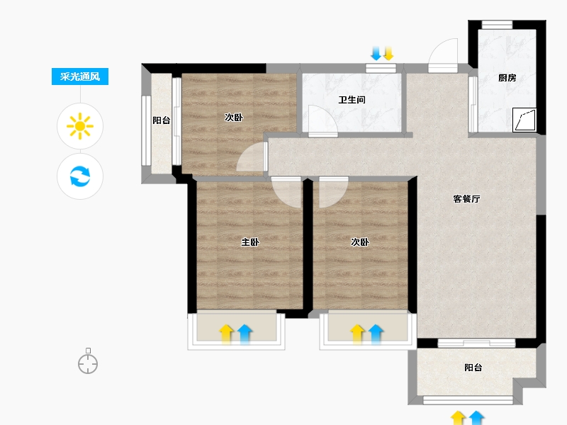 河南省-郑州市-万科世曦-69.69-户型库-采光通风