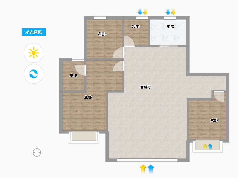 甘肃省-兰州市-绿地兰州丝路世界中心-115.12-户型库-采光通风