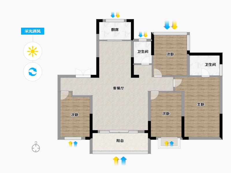 安徽省-合肥市-高速中央公园-122.00-户型库-采光通风