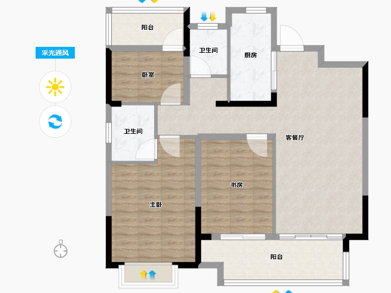 安徽省-合肥市-高速时代御府-98.40-户型库-采光通风