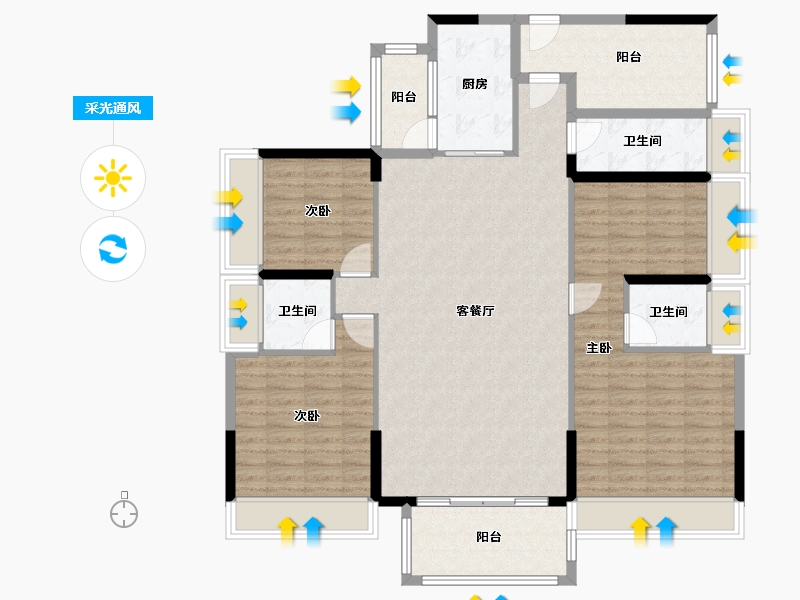 广东省-佛山市-光明花半里-131.35-户型库-采光通风