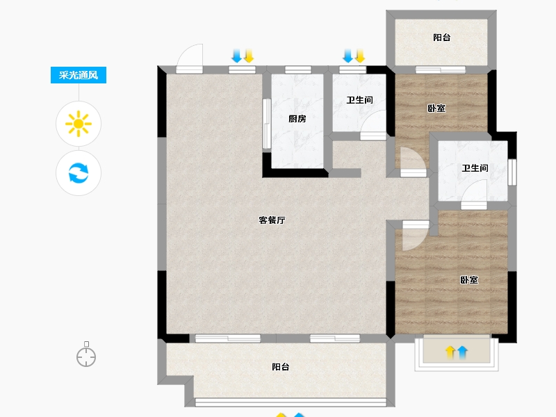 安徽省-巢湖市-新华学府-87.48-户型库-采光通风